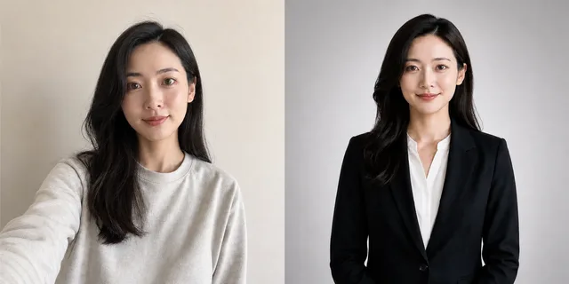 生活照與專業職場形象照的前後對照