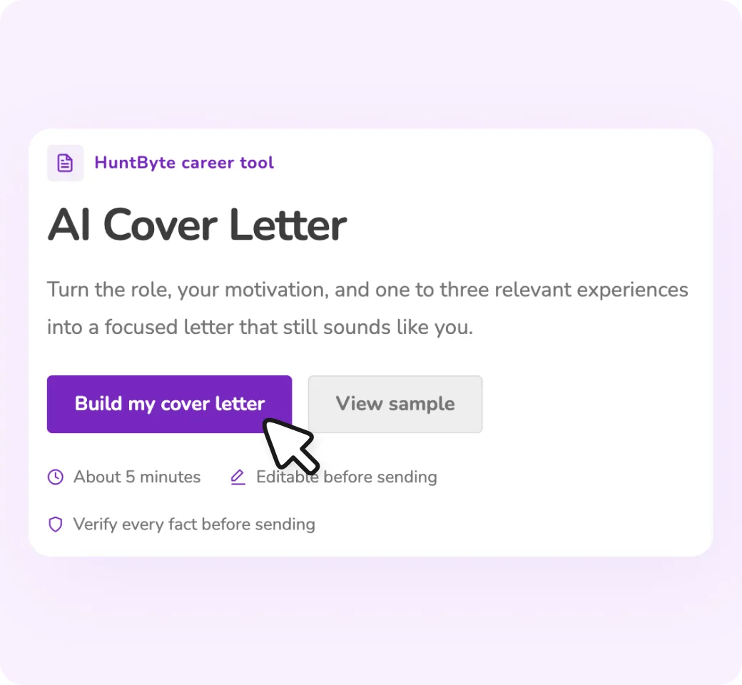 AI Cover Letter start screen