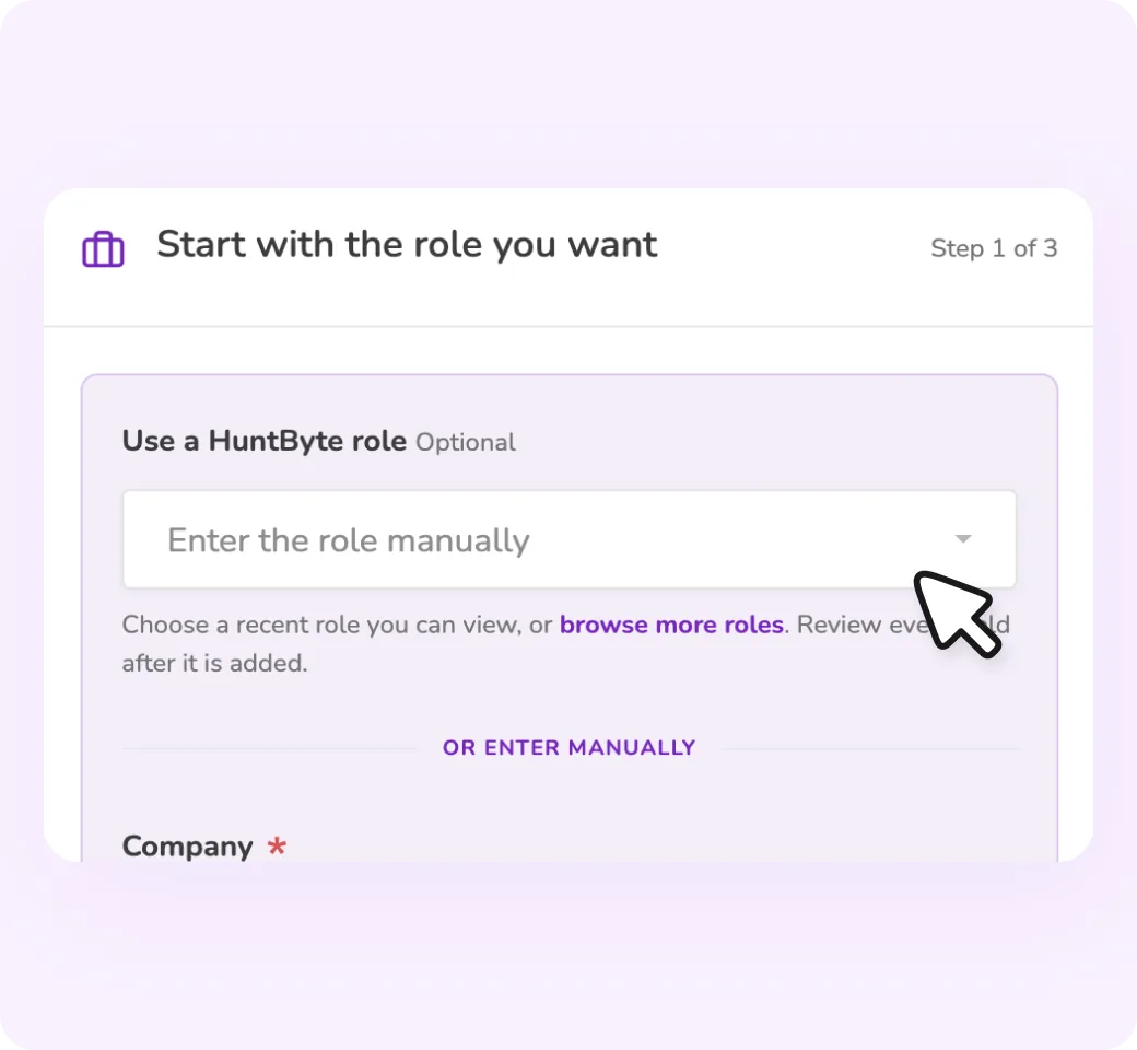 AI Cover Letter builder screen