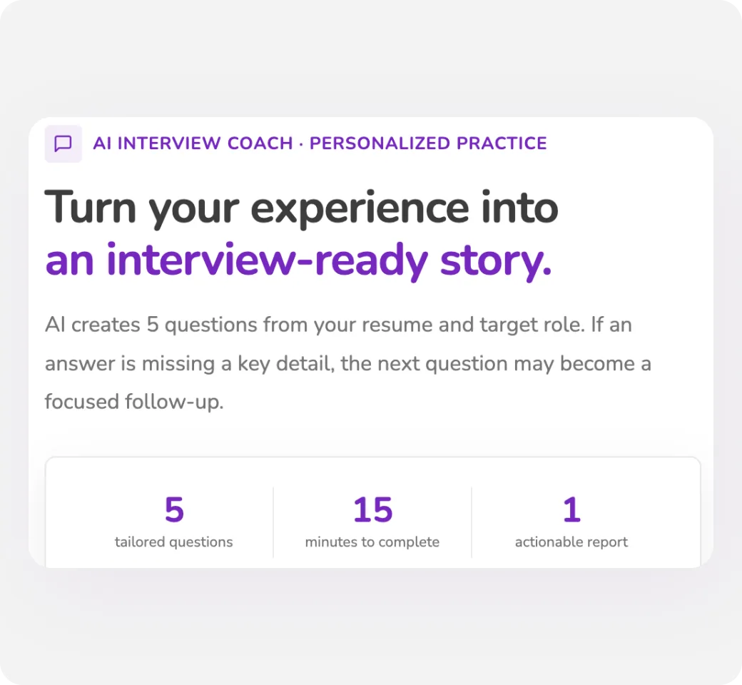 AI Interview Coach start screen