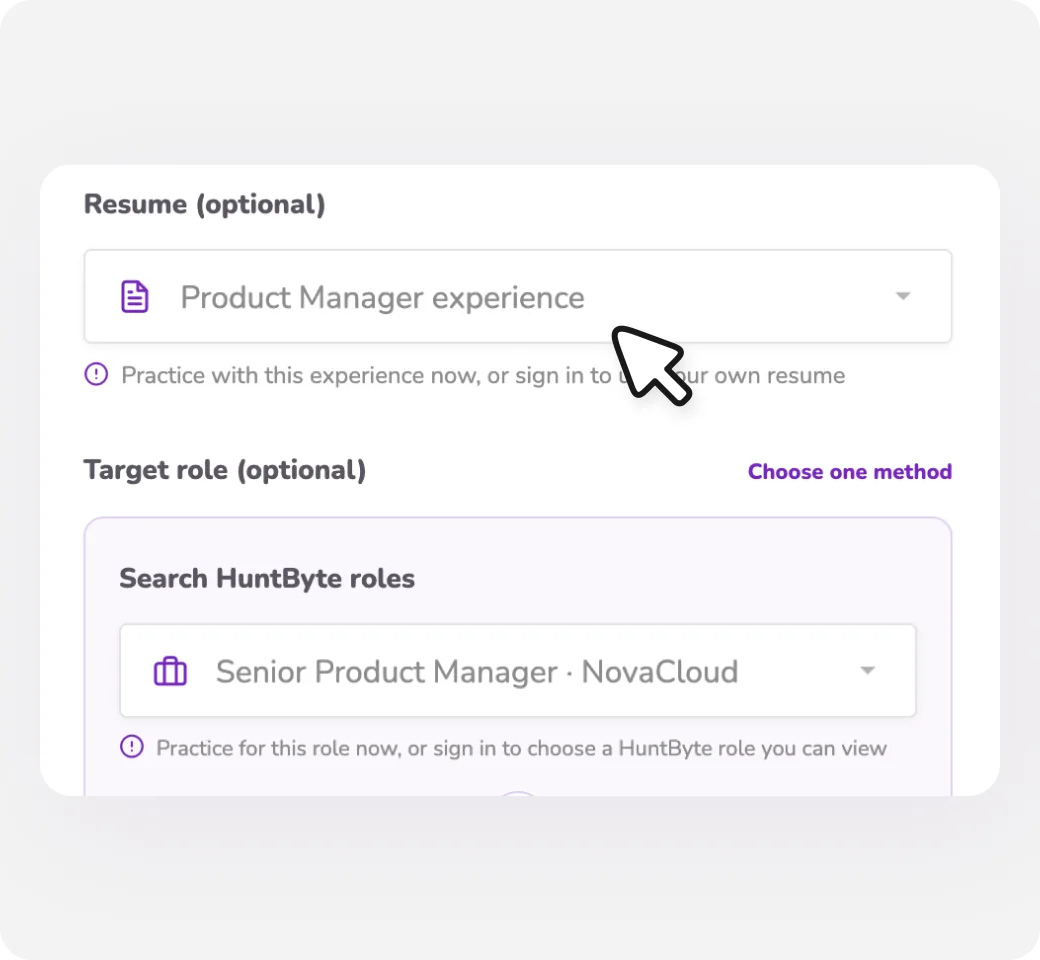 AI Interview Coach practice screen