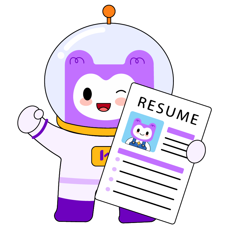 HuntByte 吉祥物夯寶拿著履歷