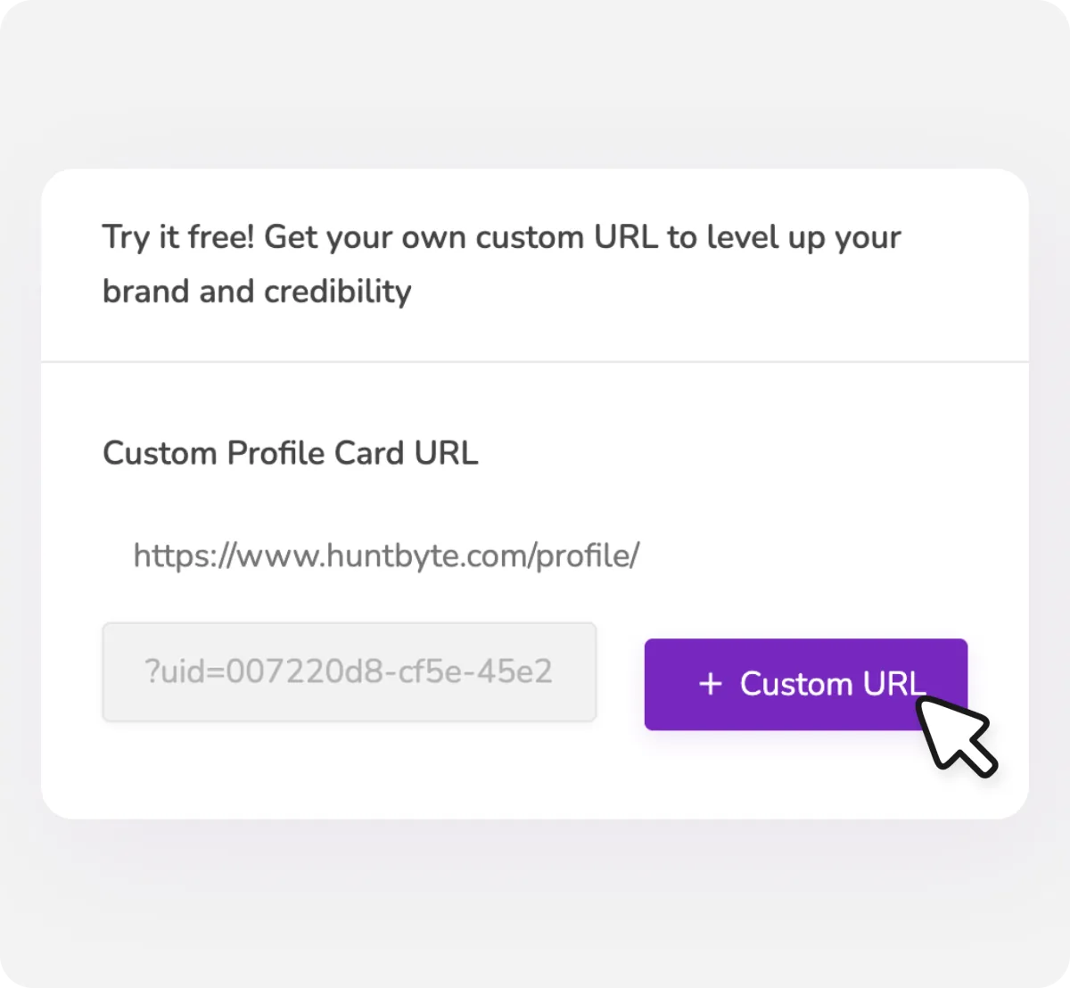 Custom profile URL settings, screen 1