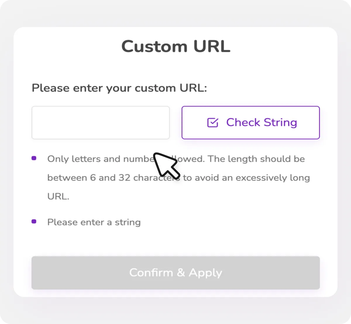 Custom profile URL settings, screen 2