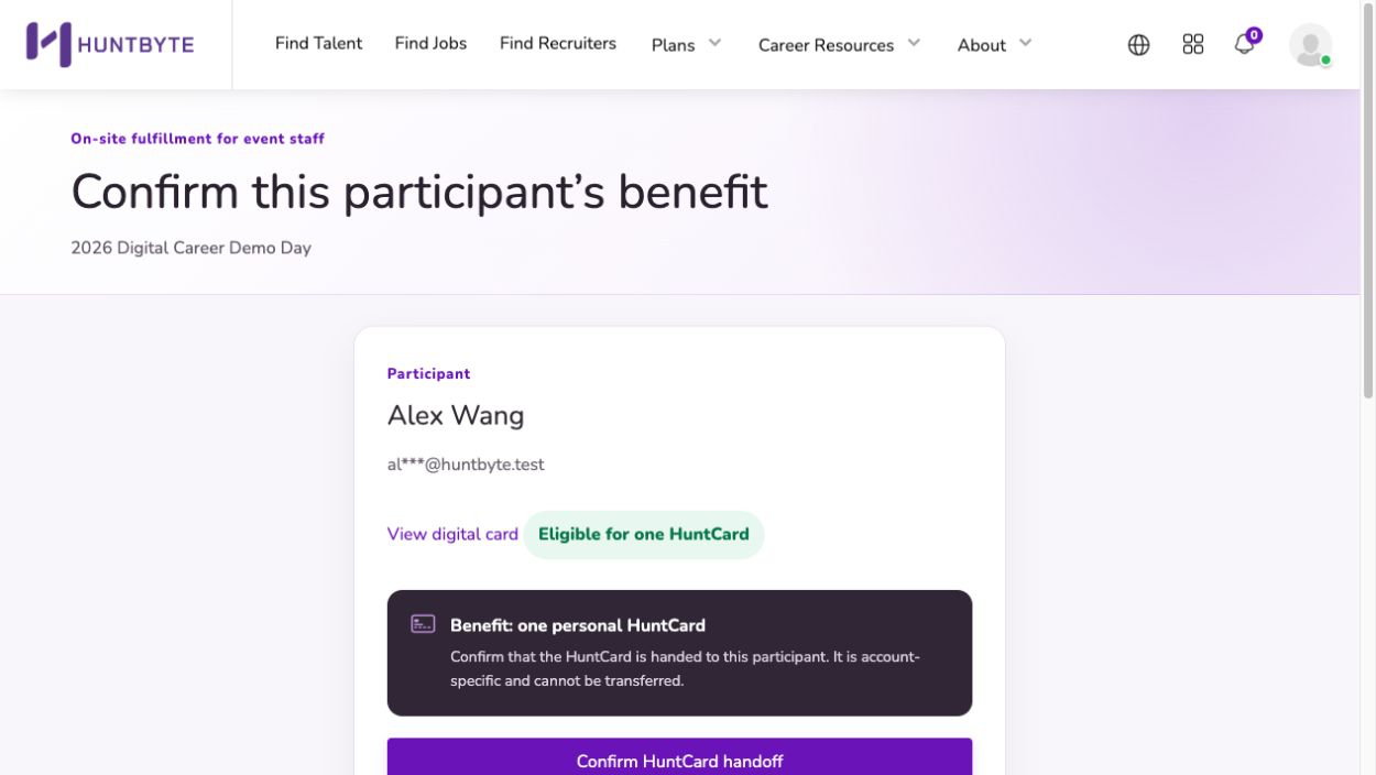 On-site benefit redemption screen